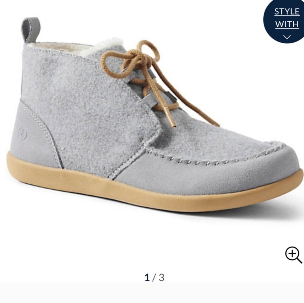 Women's All Season Lands End Bootie Slippers Gray Heather Sz. 7 - Picture 2 of 9